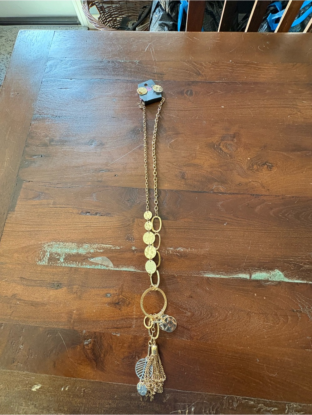 paparazzi Gold-Tone Long Coin and Tassel Pendant Necklace